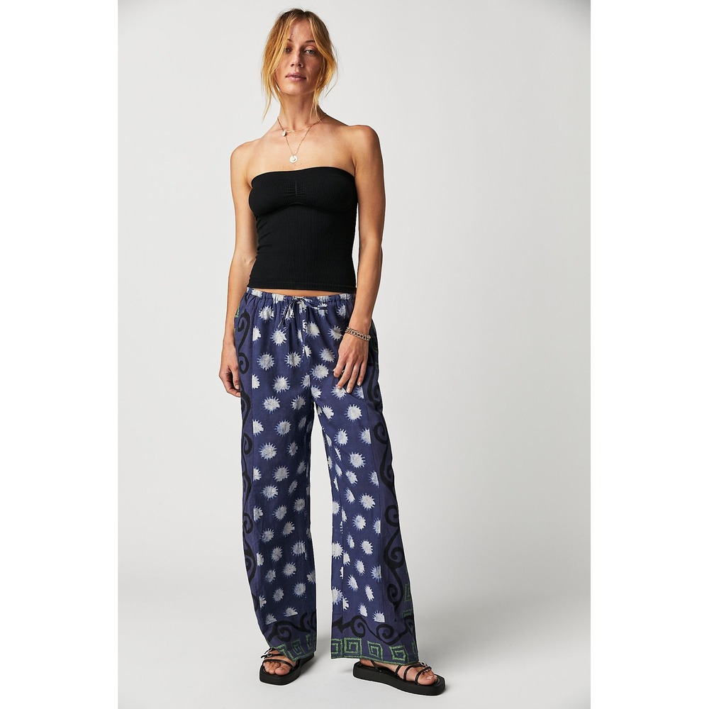 Kinga Csilla Free People Purple Green Sunburst Block Print Wide Leg Pants XS